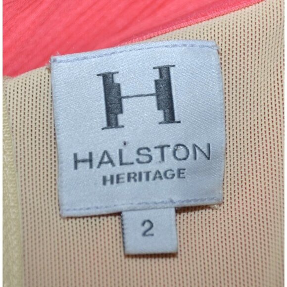 Halston Heritage Chiffon Peach Maxi Dress Womens 2 Silk Strapless Evening Prom - Picture 11 of 12
